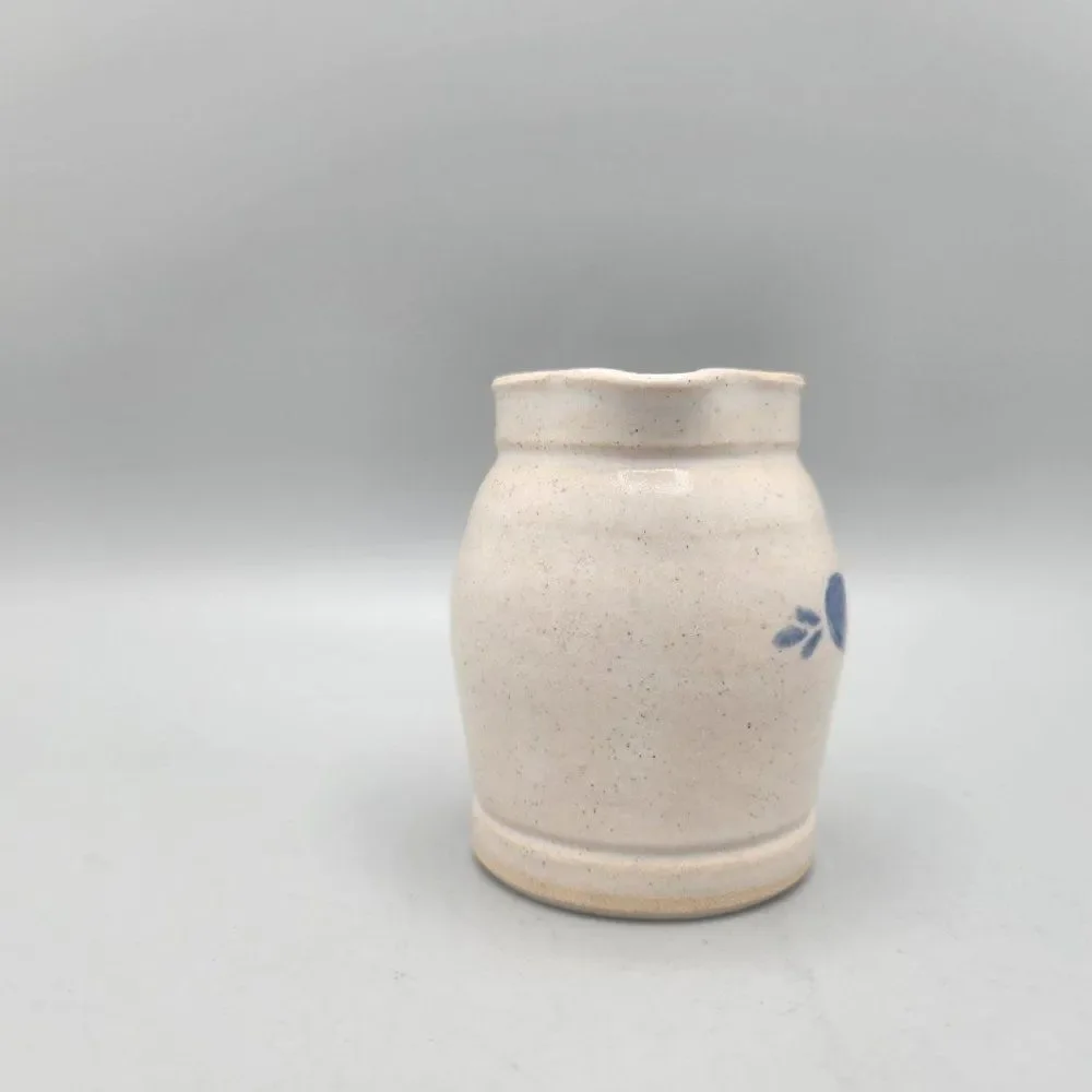 Vintage Pinewood Valley Pottery Creamer Blue Heart Stoneware 3” Glazed